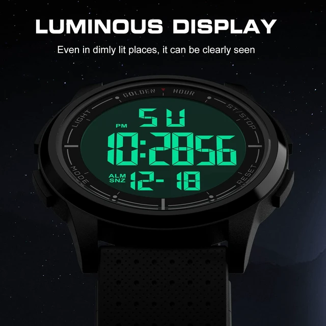 Alt view image 4 of 7 - Ultra-Thin Minimalist Sports Waterproof Digital Watches Men with Wide-Angle Display Rubber Strap Wrist Watch for Men Women in Black