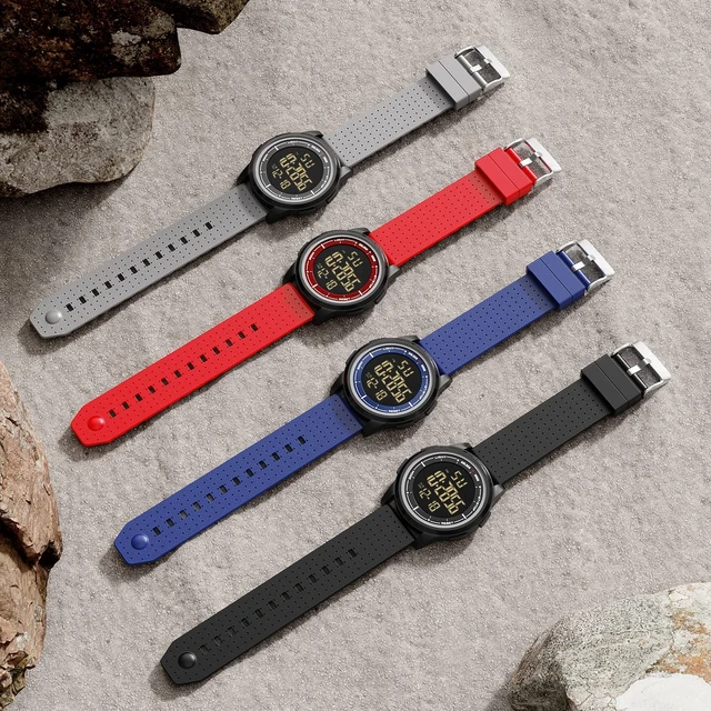 Alt view image 6 of 7 - Ultra-Thin Minimalist Sports Waterproof Digital Watches Men with Wide-Angle Display Rubber Strap Wrist Watch for Men Women in Black