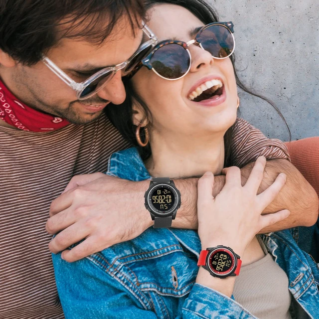 Alt view image 7 of 7 - Ultra-Thin Minimalist Sports Waterproof Digital Watches Men with Wide-Angle Display Rubber Strap Wrist Watch for Men Women in Black
