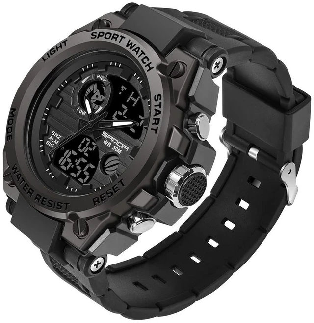 Main image of Men's Watches Sports Outdoor Waterproof Military Watch Date Multi Function Tactics LED Alarm Stopwatch (26_Black)