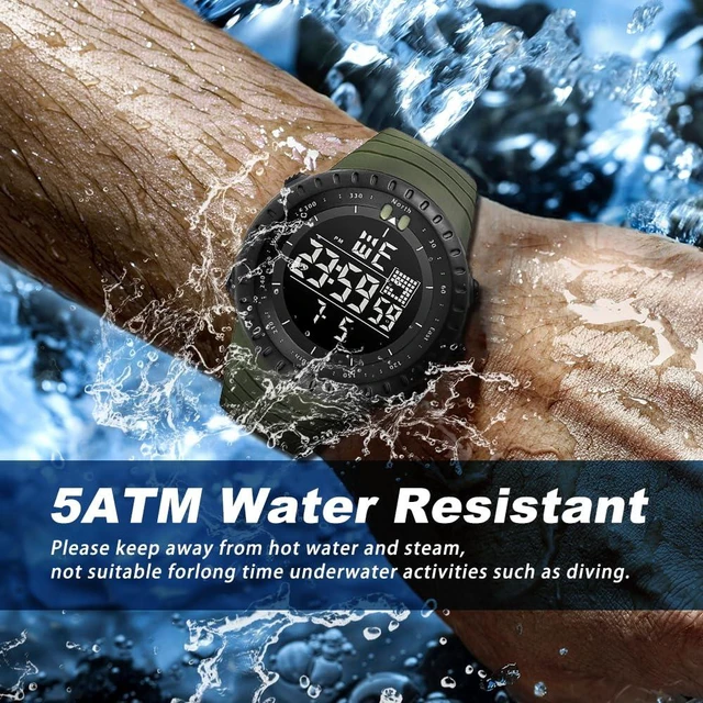 Alt view image 2 of 7 - Men's Watches Sports Outdoor Waterproof Military Watch Date Multi Function Tactics LED Face Alarm Stopwatch for Men (6256 Black)