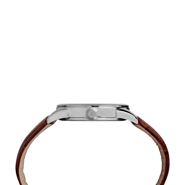 Alt view image 2 of 3 - Men's Easy Reader 38mm Watch Silver-Tone Case Blue Dial with Brown Croco Leather Strap