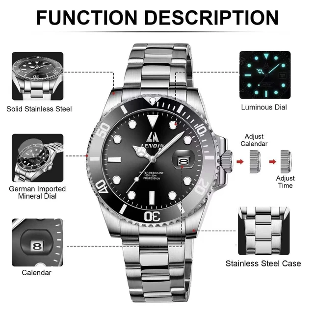 Alt view image 7 of 7 - Mens Watches Stainless Steel Waterproof Watch for Men | Analog Quartz Watch for Men with Date Luminous Fashion Mens Wrist watch