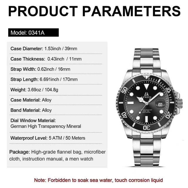 Alt view image 6 of 7 - Mens Watches Stainless Steel Waterproof Watch for Men | Analog Quartz Watch for Men with Date Luminous Fashion Mens Wrist watch