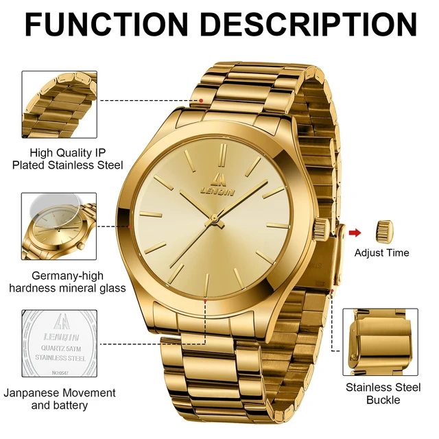Alt view image 7 of 7 - Mens Watches Waterproof Stainless Steel Watch for Men | Analog Quartz Watch for Men Fashion Business Designer Mens Wristwatch with Date Luminous