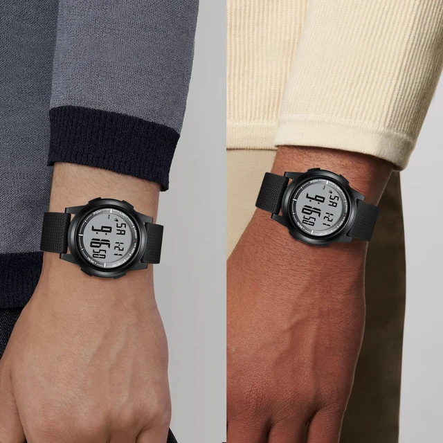 Alt view image 4 of 7 - Mens Digital Watch Ultra Thin Sports Waterproof Watches for Men | Minimalist Outdoor LED Screen Large Face Wrist Watches for Men with Back Light Alarm Date Stopwatch Soft Silicone Band