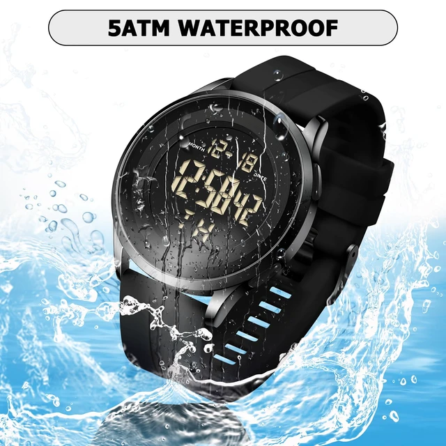 Alt view image 2 of 5 - Mens Digital Waterproof Military Wrist Watches for Men Black Work | Mens Digital Waterproof Military Watch for Men Black Dive Tactical Sports Minimalist Ultra-Thin Wrist Watch