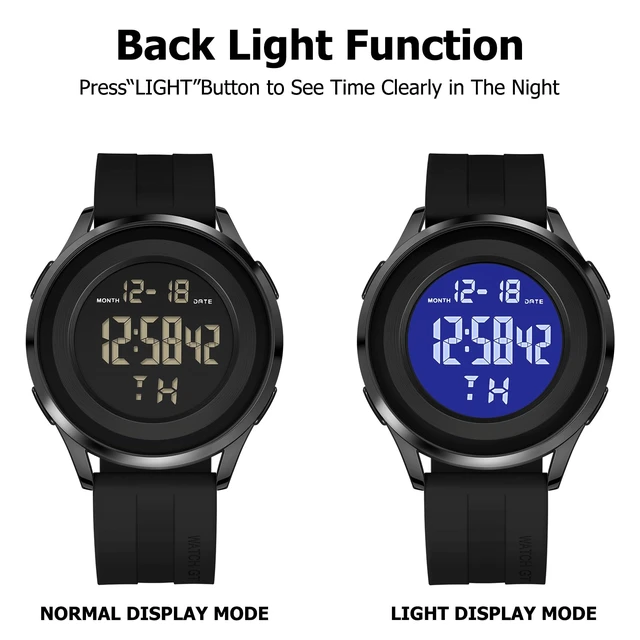 Alt view image 3 of 5 - Mens Digital Waterproof Military Wrist Watches for Men Black Work | Mens Digital Waterproof Military Watch for Men Black Dive Tactical Sports Minimalist Ultra-Thin Wrist Watch