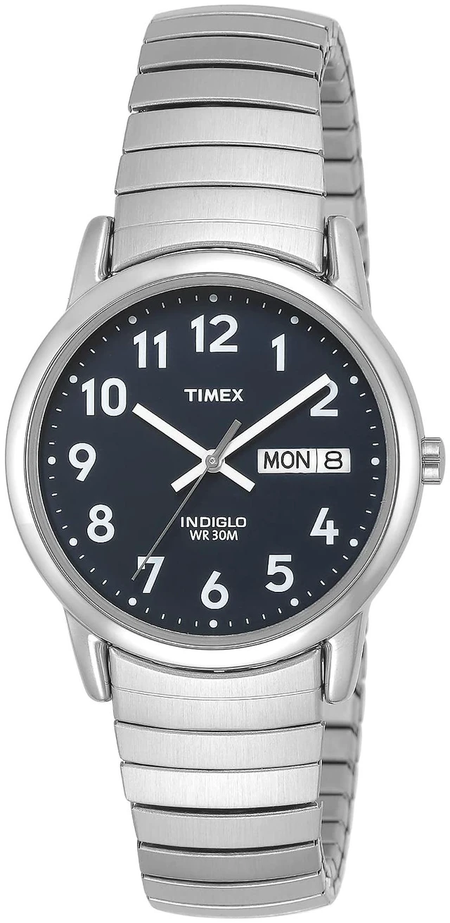 Main image of Men's Easy Reader 35mm Day-Date Watch Silver-Tone Case Blue Dial with Silver-Tone Expansion Band