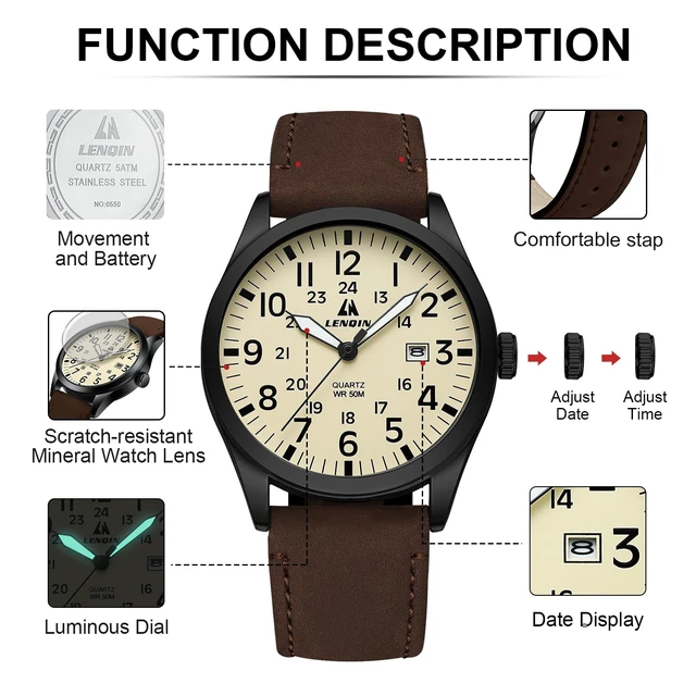 Alt view image 6 of 7 - Mens Watches Military Sport Analog Quartz Watch for Men | Nylon Strap Stylish Luminous Fashion 3ATM Waterproof Army Tactical Casual Wristwatch Unisex Watch for Men With Date