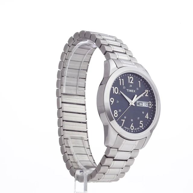 Alt view image 5 of 5 - Men's South Street Sport 36mm Watch Silver-Tone Case Blue Dial with Silver-Tone Stainless Steel Expansion Band