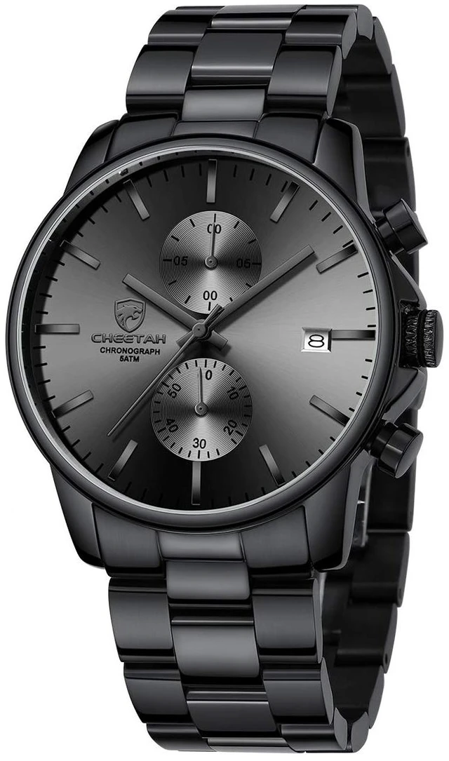 Main image of Men's Watches with Stainless Steel and Metal Casual Waterproof Chronograph Quartz Watch, Auto Date in Grey Hands