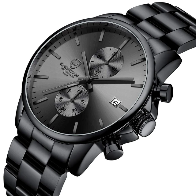 Alt view image 2 of 7 - Men's Watches with Stainless Steel and Metal Casual Waterproof Chronograph Quartz Watch, Auto Date in Grey Hands