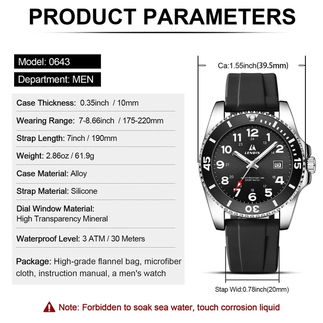 Alt view image 4 of 7 - Mens Watches Analog Quartz Military Waterproof Watch for Men | Luminous Luxury Mens Wrist Watches with Silicone Band and Date