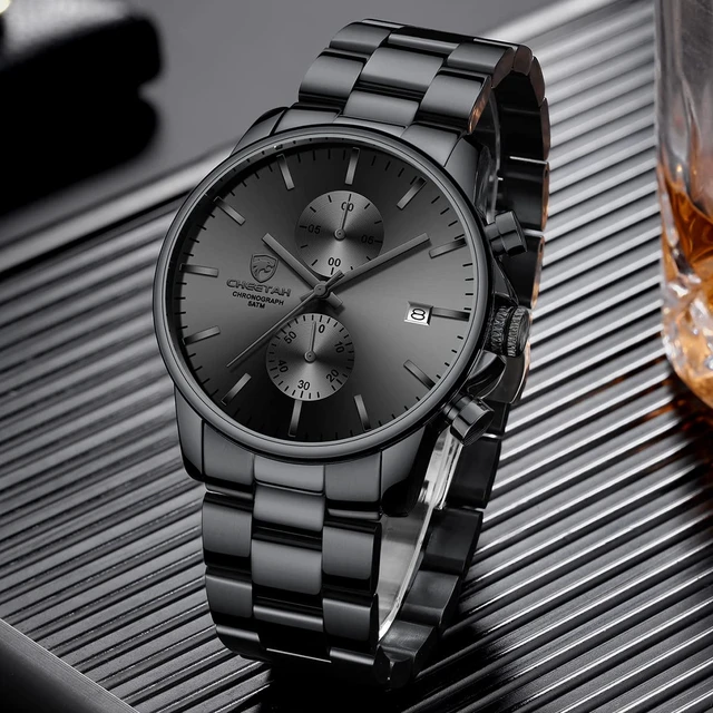 Alt view image 7 of 7 - Men's Watches with Stainless Steel and Metal Casual Waterproof Chronograph Quartz Watch, Auto Date in Grey Hands