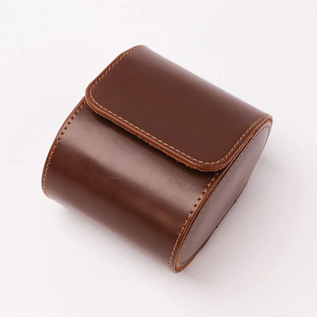 Alt view image 2 of 7 - Watch Roll Travel Leather Case - Brown Single Watch Gift Box with Pillow for Men, Storage Organizer & Solid Dividers for Home Storage,Anniversary Birthday
