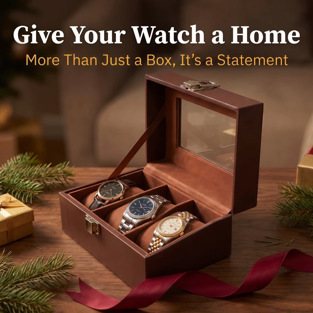 Alt view image 3 of 7 - Watch Box Case for Men, Wooden Display Glass Lid | Watch Storage Organizer for Collection | Ideal Gift for Dad Husband, Anniversary Birthday Present for Men Women