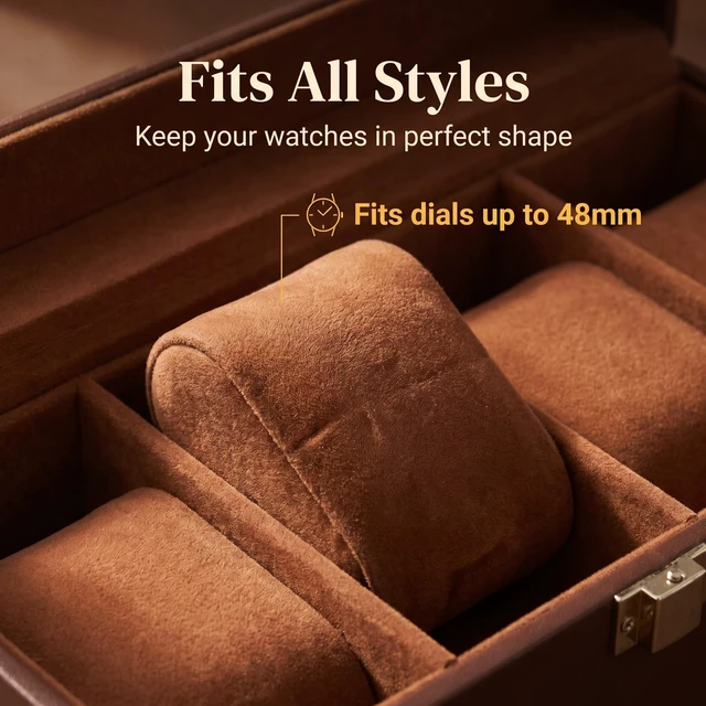 Alt view image 6 of 7 - Watch Box Case for Men, Wooden Display Glass Lid | Watch Storage Organizer for Collection | Ideal Gift for Dad Husband, Anniversary Birthday Present for Men Women