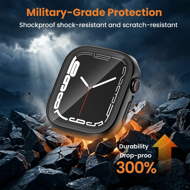 Alt view image 5 of 7 - 3 in 1 Waterproof Case for 44mm Apple Watch SE 3/2/1 Series 6/5/4 | 44mm PC Bumper 360 Full Face Cover Built-in Tempered Glass Screen Protector, Sensitive Touch Scratch, Matte Black