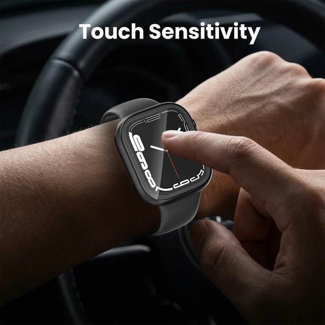 Alt view image 6 of 7 - 3 in 1 Waterproof Case for 44mm Apple Watch SE 3/2/1 Series 6/5/4 | 44mm PC Bumper 360 Full Face Cover Built-in Tempered Glass Screen Protector, Sensitive Touch Scratch, Matte Black