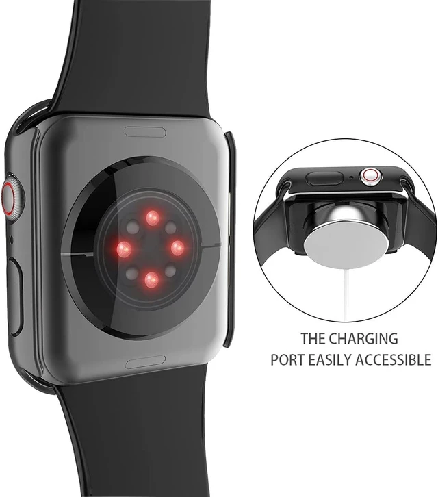 Alt view image 5 of 7 - 2-Pack Waterproof Case for 44mm Apple Watch SE3/SE2/SE/Series 6/5/4 | Cover with 9H Tempered Glass Screen Protector for SE 3/SE 2/SE/Series6/5/4, Anti-Scratch, Matte Black