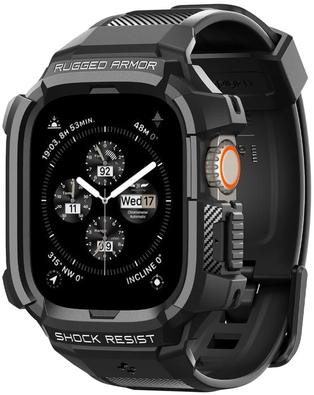 Main image of Rugged Armor Pro for Apple Watch Ultra 4/3/2/1 49mm Band with Case | Durable Protective TPU Shock Proof Scratch Resistant Cover Strap, Black