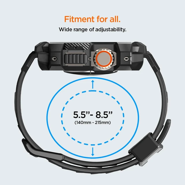 Alt view image 3 of 7 - Rugged Armor Pro for Apple Watch Ultra 4/3/2/1 49mm Band with Case | Durable Protective TPU Shock Proof Scratch Resistant Cover Strap, Black