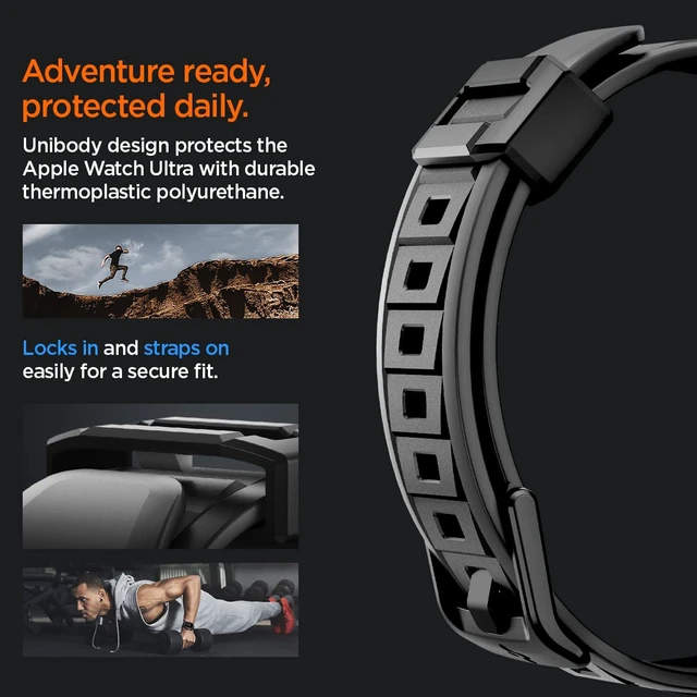 Alt view image 6 of 7 - Rugged Armor Pro for Apple Watch Ultra 4/3/2/1 49mm Band with Case | Durable Protective TPU Shock Proof Scratch Resistant Cover Strap, Black