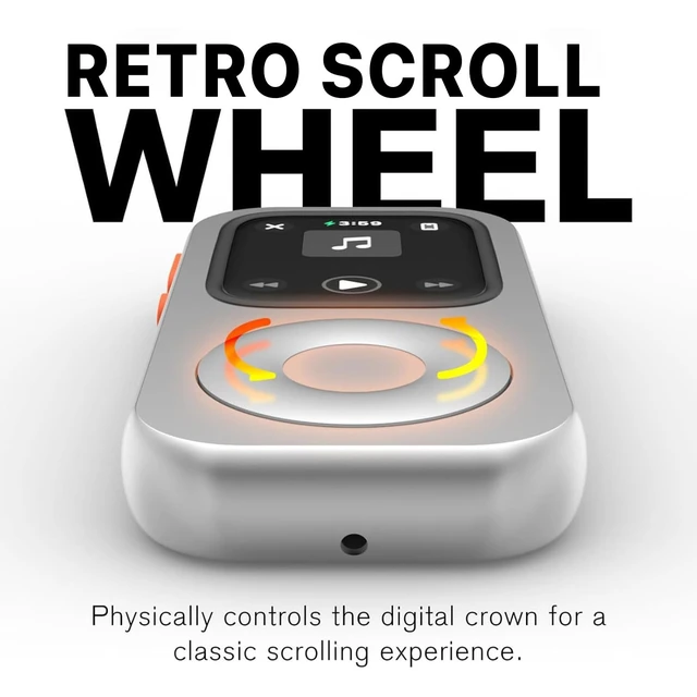 Alt view image 3 of 7 - RePod C1 Aluminum Case for Apple Watch S4/5/6/SE 44mm | Retro Music Player Design; Functional Mechanical Scroll Wheel; Premium CNC Metal Protective Cover; Silver Watch Accessory