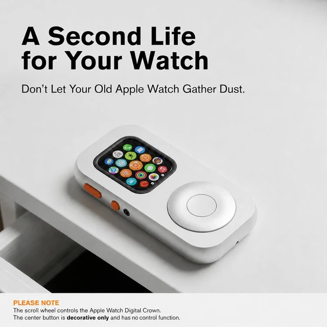 Alt view image 2 of 7 - RePod C1 Aluminum Case for Apple Watch S4/5/6/SE 44mm | Retro Music Player Design; Functional Mechanical Scroll Wheel; Premium CNC Metal Protective Cover; Silver Watch Accessory