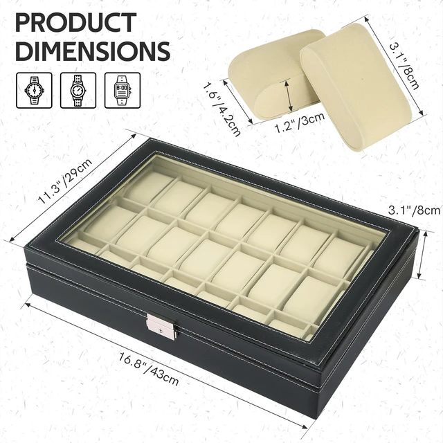 Alt view image 2 of 6 - 24-Slot Watch Display Storage Box, Leather Travel Case | Portable Jewelry Organizer with Soft Lining and Clear Lid, Protects Watches from Dust and Scratches for Home and Travel