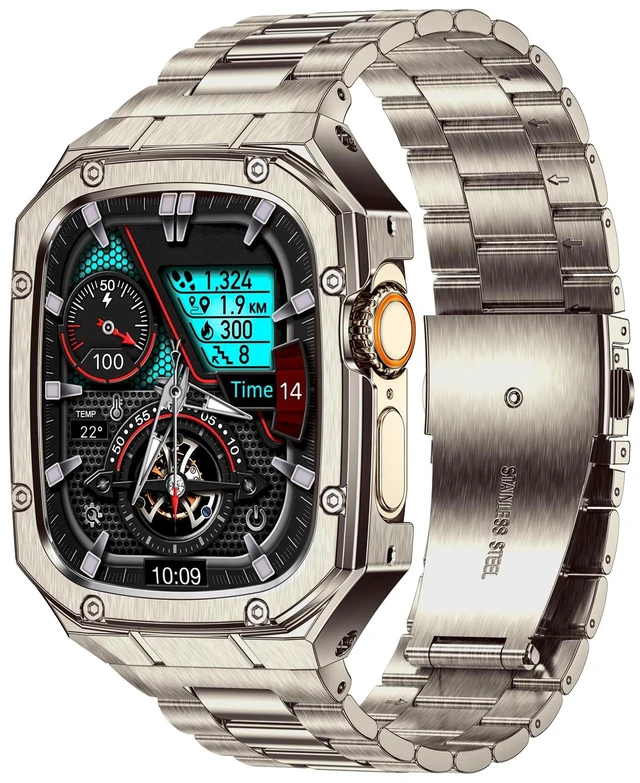 Main image of Stainless Steel Watch Band with Case Compatible with Apple Watch Ultra 49mm | Rugged Metal Strap with Cover for iWatch, Ultra 4/3/2/1 49mm, Luxury Protective Bracelet for Men.Titanium Color