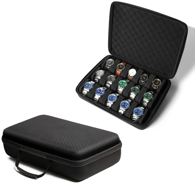 Alt view image 6 of 7 - 15 slots watch case, hard watch storage organizer case, watch travel case holder, with soft pillow