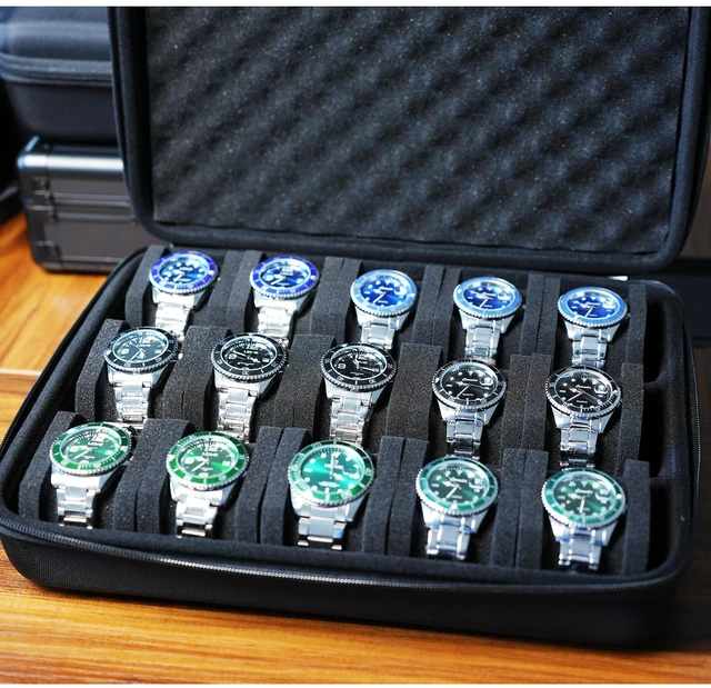 Alt view image 5 of 7 - 15 slots watch case, hard watch storage organizer case, watch travel case holder, with soft pillow