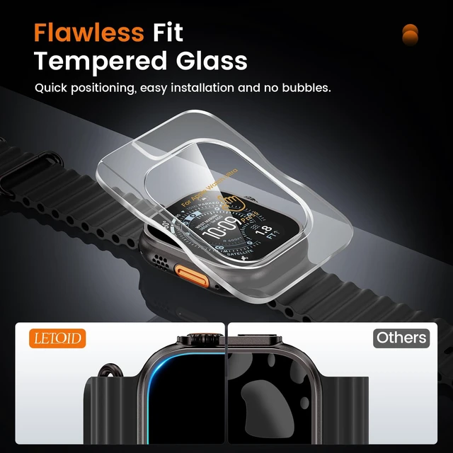 Alt view image 3 of 7 - Metal Case for Apple Watch Ultra 4/3/2/1 Screen Protector 49mm | 3 in 1 Full Protective Accessories, Stainless Steel Protective Bumper, Hard PC Back Cover and 9H Tempered Glass Film