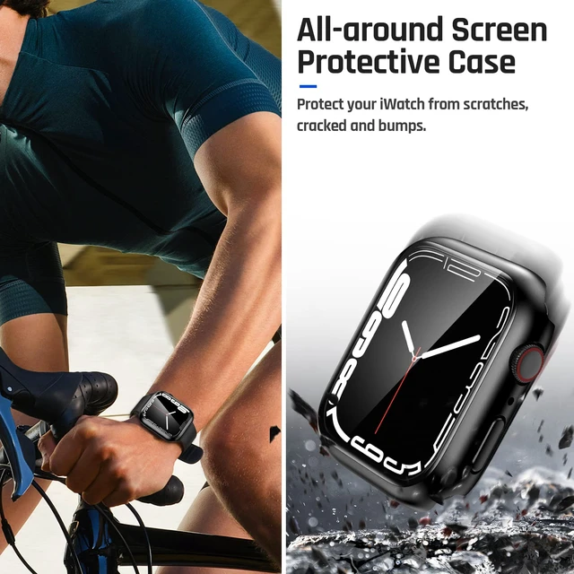 Alt view image 5 of 7 - IP67 Waterproof Case with Glass for Apple Watch 44mm Series 6/5/4/SE | Water-Resistant & Anti-Fog, Tempered Glass Screen Protector Hard PC Cover for iWatch Se 1/2/3 44 mm, Sensitive Touch