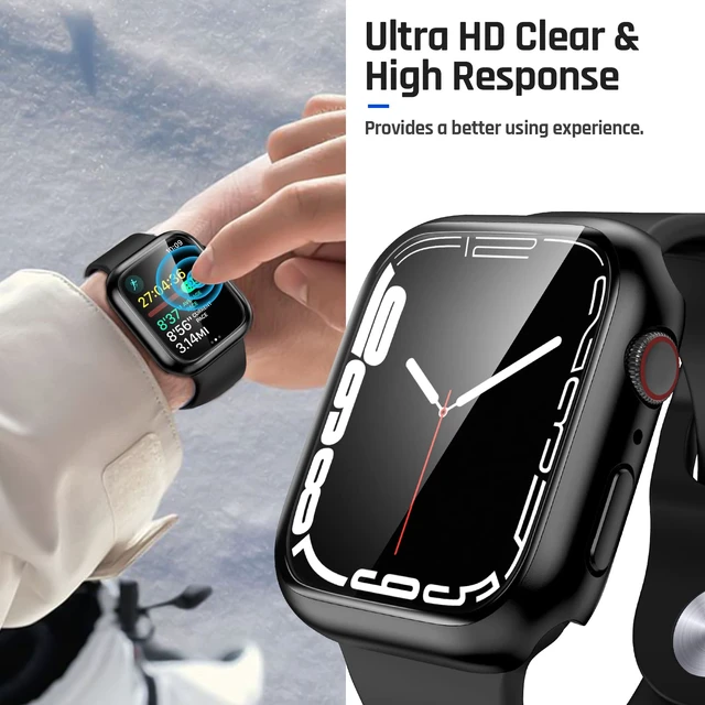 Alt view image 6 of 7 - IP67 Waterproof Case with Glass for Apple Watch 44mm Series 6/5/4/SE | Water-Resistant & Anti-Fog, Tempered Glass Screen Protector Hard PC Cover for iWatch Se 1/2/3 44 mm, Sensitive Touch