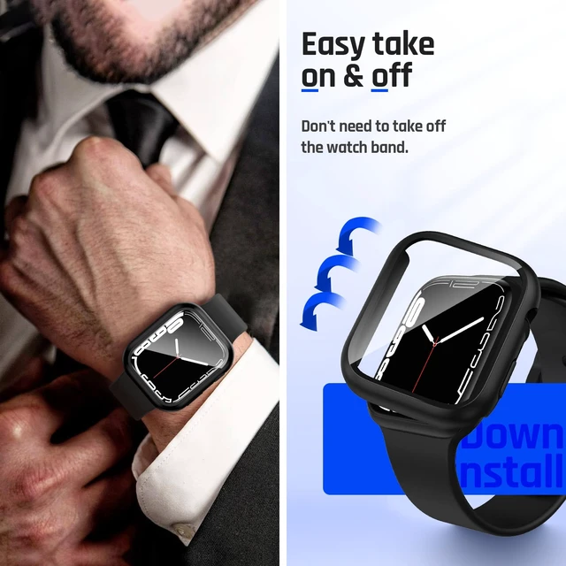 Alt view image 7 of 7 - IP67 Waterproof Case with Glass for Apple Watch 44mm Series 6/5/4/SE | Water-Resistant & Anti-Fog, Tempered Glass Screen Protector Hard PC Cover for iWatch Se 1/2/3 44 mm, Sensitive Touch