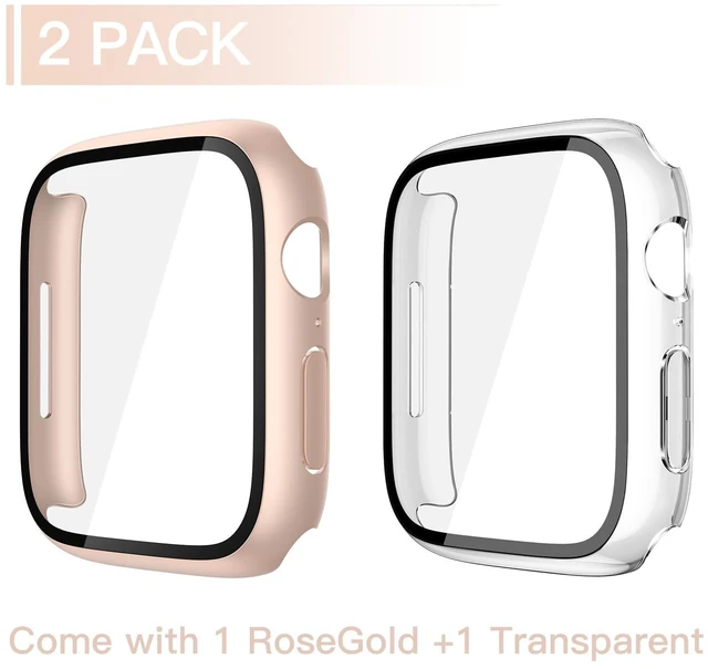 Alt view image 3 of 7 - Case with Screen Protector for 42mm Apple Watch Series 11/10 | 2-Pack Cover with Tempered Glass for 11/10, Scratch Resistant Sensitive Touch Protection, 1 Rose Gold + 1 Transparent