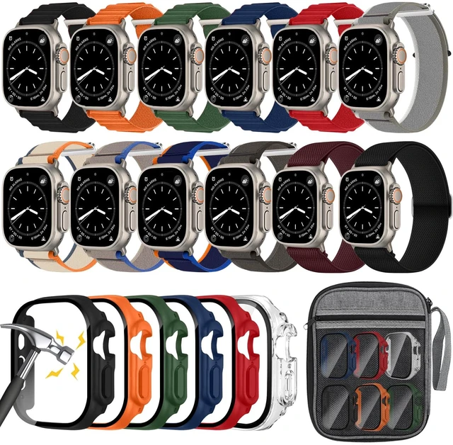 Main image of 12pack Band&6pack Watch Case Compatible With Apple Watch Ultra 4/3/2/1 Band | Breathable Comfortable Nylon Loops Watch Band&Screen Protector&Organizer for iWatch Ultra 4/3/2/1 49mm