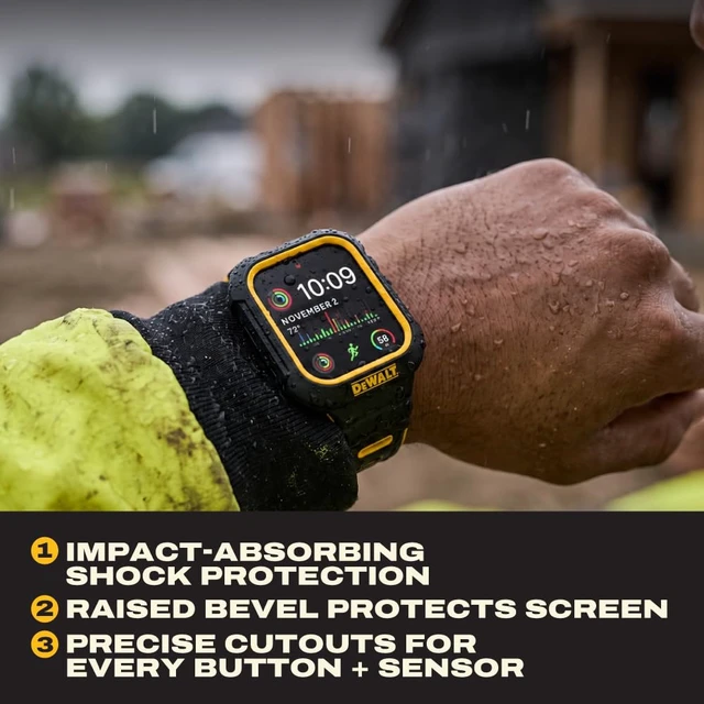 Alt view image 2 of 7 - Heavy Duty Apple Watch Case 46mm Rugged Snap-On Protective Cover | Bumper-style case with slim profile, secure snap-on design, installation quick, built for jobsite, travel, active lifestyles