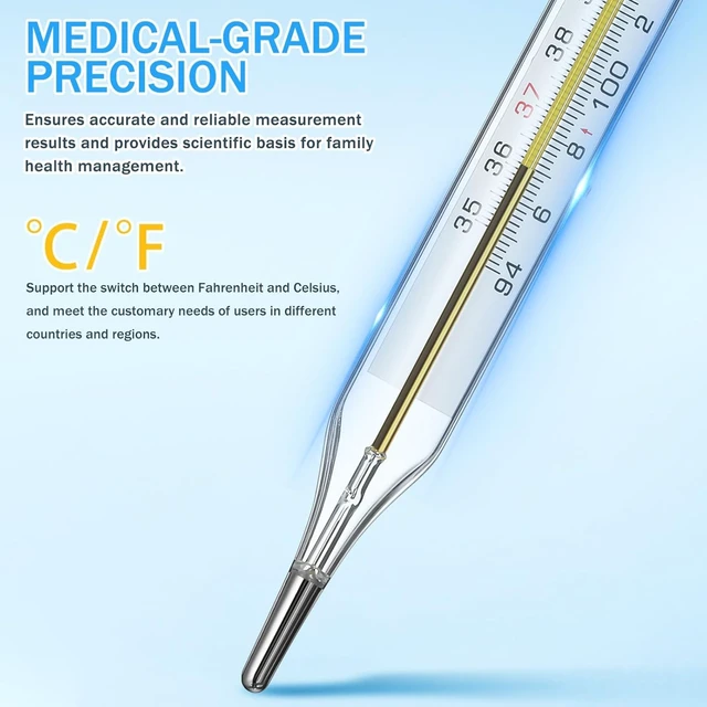 Alt view image 4 of 7 - 3PCS Glass Temperatures Measurement Adult - General Use Temperature Testing Tools Accurate Temperature Measurement for Families, Dual Scale
