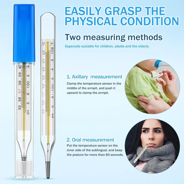Alt view image 5 of 7 - 3PCS Glass Temperatures Measurement Adult - General Use Temperature Testing Tools Accurate Temperature Measurement for Families, Dual Scale