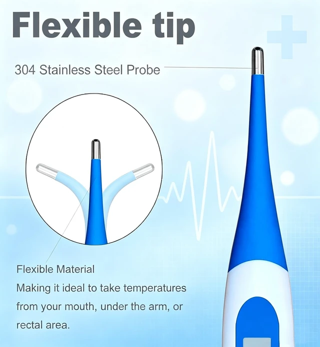 Alt view image 2 of 7 - Digital Thermometer,Thermometer for Adult (A, Pack of 4) | Flexible Tip Accurate LCD Reading Oral, Rectal or Under Arm Use