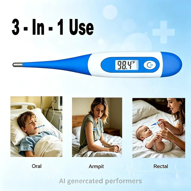 Alt view image 3 of 7 - Digital Thermometer,Thermometer for Adult (A, Pack of 4) | Flexible Tip Accurate LCD Reading Oral, Rectal or Under Arm Use