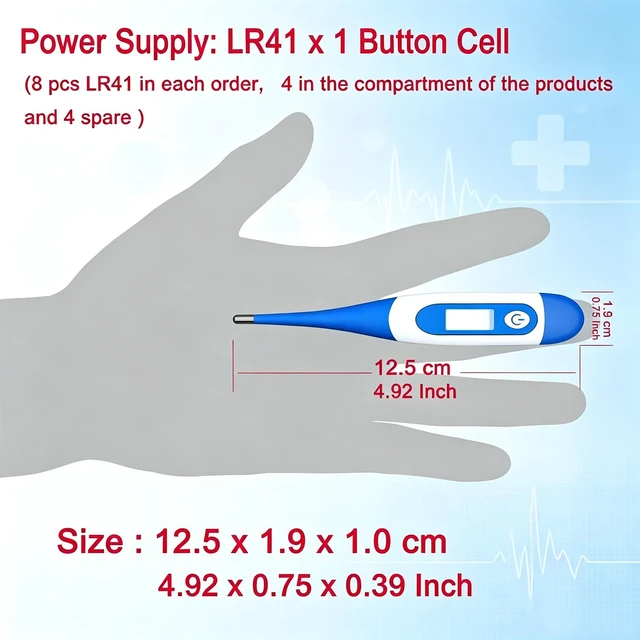 Alt view image 5 of 7 - Digital Thermometer,Thermometer for Adult (A, Pack of 4) | Flexible Tip Accurate LCD Reading Oral, Rectal or Under Arm Use