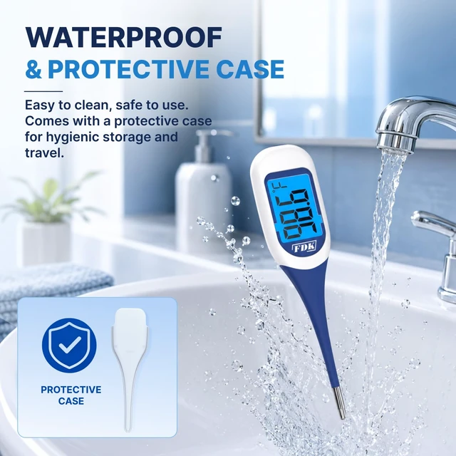 Alt view image 4 of 7 - Large LCD Screen Digital Thermometer for Fever, 8 Seconds Fast & Accurate Readings, Large LCD Dual Color Backlight Flexible Tip Ideal for Adults Kids and Babies FSA