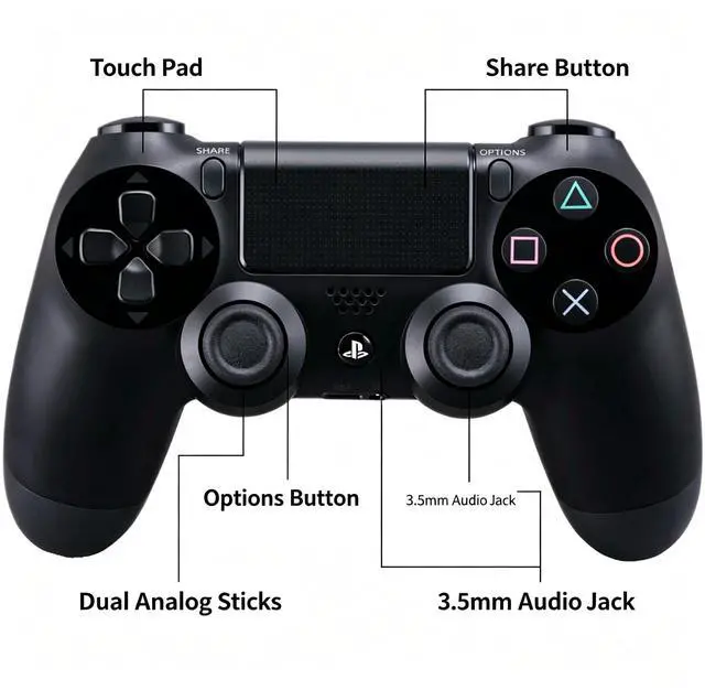 Alt view image 2 of 6 - DualShock 4 Wireless Controller for PlayStation 4, Bluetooth Gamepad with Dual Vibration, Touch Pad, 3.5mm Audio Jack, Six-Axis Motion Sensor for PS4/Slim/Pro Console