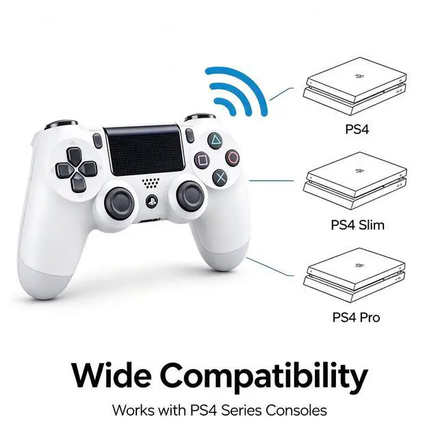 Alt view image 3 of 6 - DualShock 4 Wireless Controller for PlayStation 4, Bluetooth Gamepad with Dual Vibration, Touch Pad, 3.5mm Audio Jack, Six-Axis Motion Sensor for PS4/Slim/Pro Console (White)