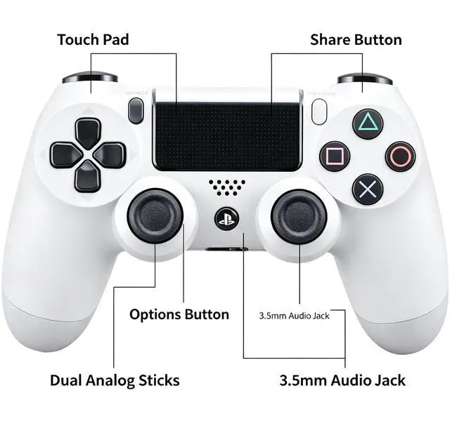 Alt view image 2 of 6 - DualShock 4 Wireless Controller for PlayStation 4, Bluetooth Gamepad with Dual Vibration, Touch Pad, 3.5mm Audio Jack, Six-Axis Motion Sensor for PS4/Slim/Pro Console (White)